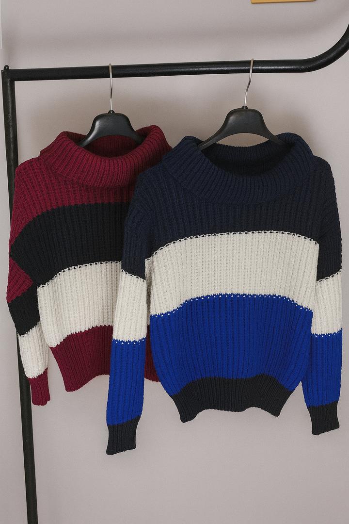 بافت زنانه یقه شل گرم و راحت