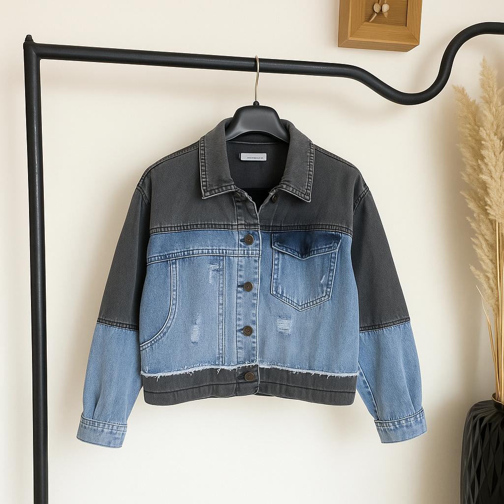 کت جین دو رنگ تک سایز